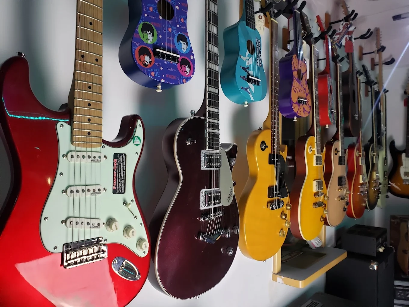 Inside Marshland Guitars — guitars and amps on display at our Downham Market shop